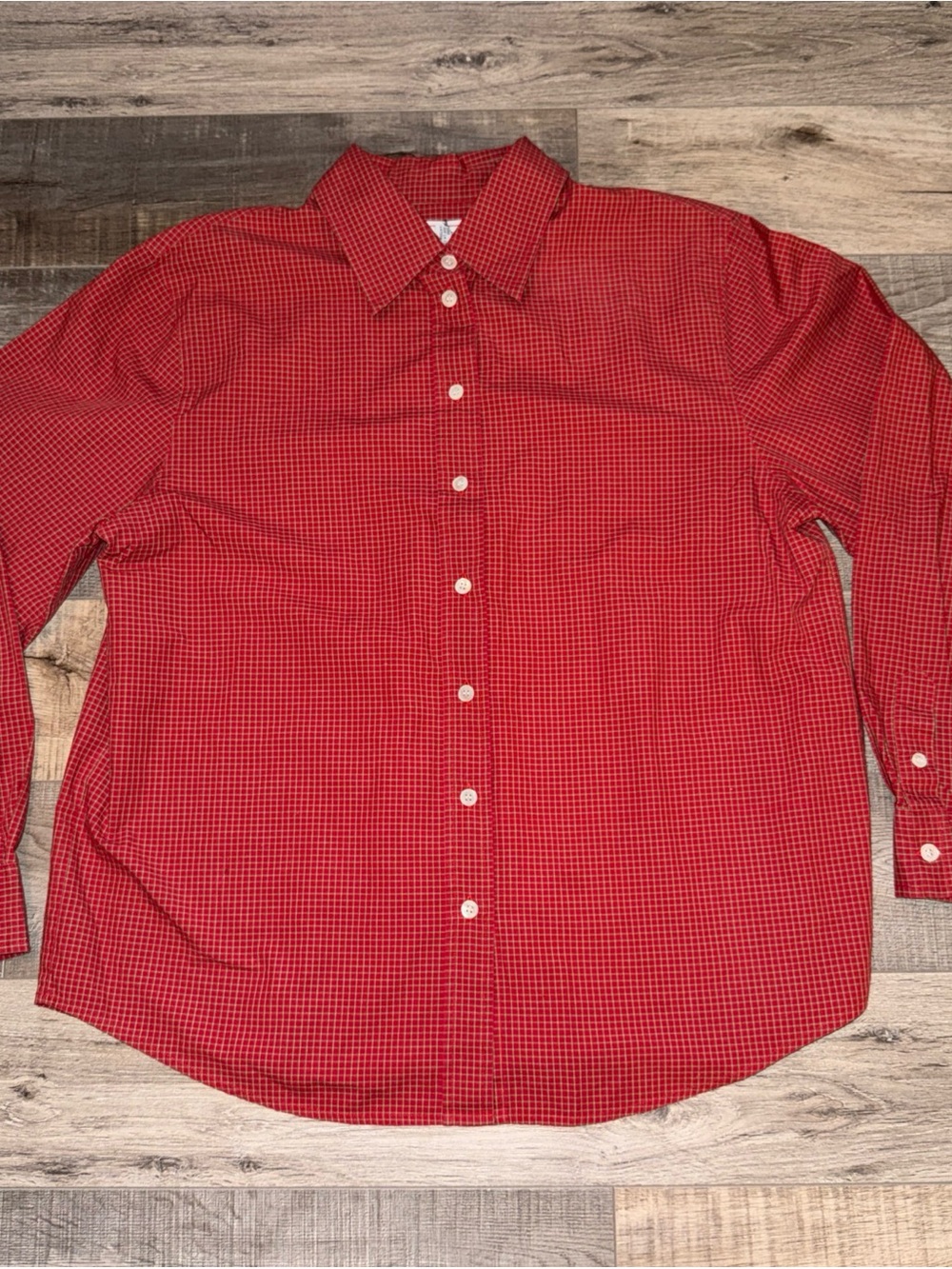 Talbots petites red and green Check Long-Sleeve Button-Up Shirt